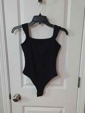 Wild Fable Black Square Neck One-Piece Bodysuit